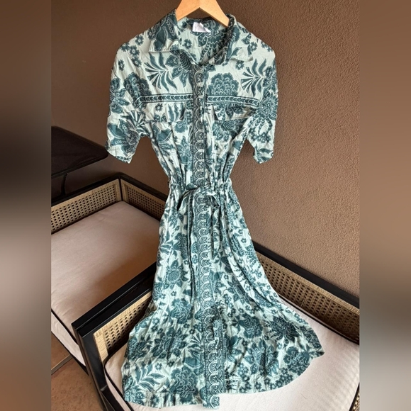 Omika Carla Green Celine Montego Floral Maxi Dress Size X Small - Picture 5 of 8